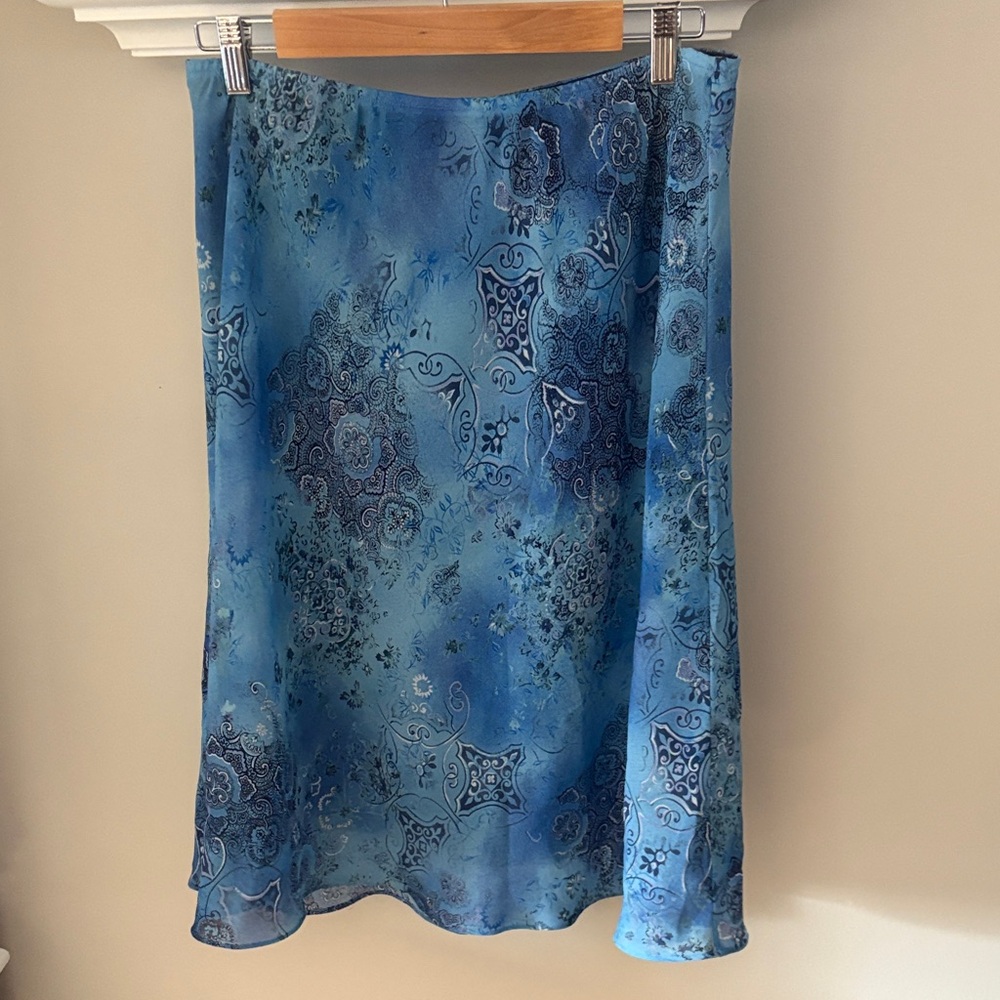 Requirements Blue Patterned Midi Skirt
